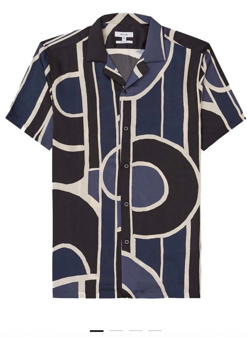 REISS Deco Printed Cuban Collar Shirt